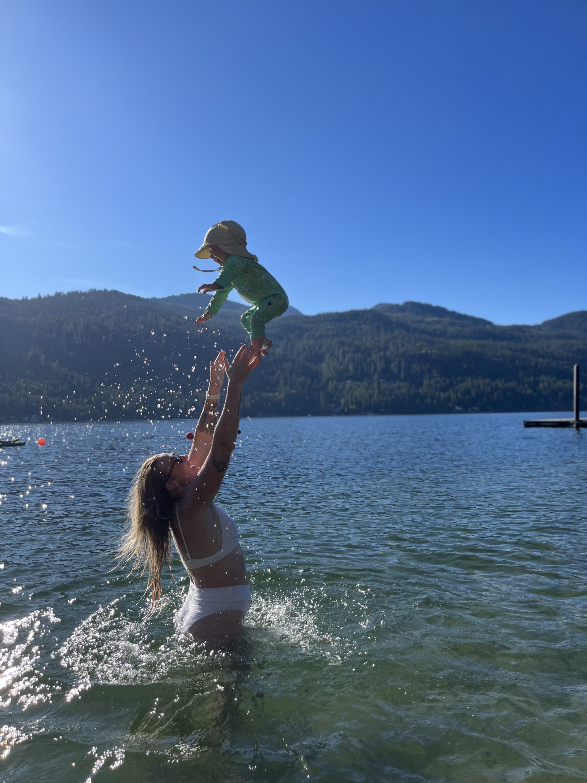 Mother and child – family camping at Skands Campground in Christina Lake